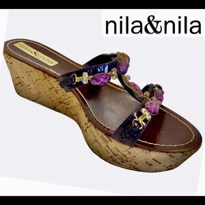 Nils & Nila purple rhinestone and jewel sandals